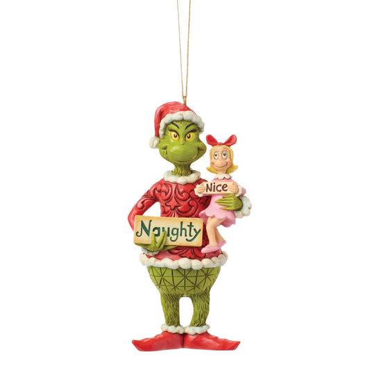 The Grinch and Cindy-Lou with Sign Hanging Ornament (Jim Shore)