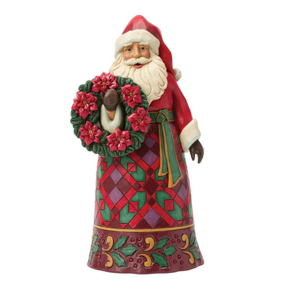 Santa with Wreath & Poinsettias (Jim Shore - Christmas Ornaments)