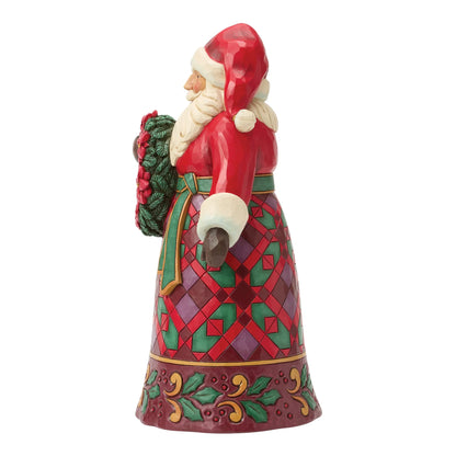 Santa with Wreath & Poinsettias (Jim Shore - Christmas Ornaments)