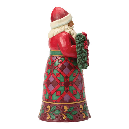 Santa with Wreath & Poinsettias (Jim Shore - Christmas Ornaments)