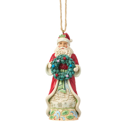 Santa with Wreath Hanging Ornament (Jim Shore - Christmas Ornaments)