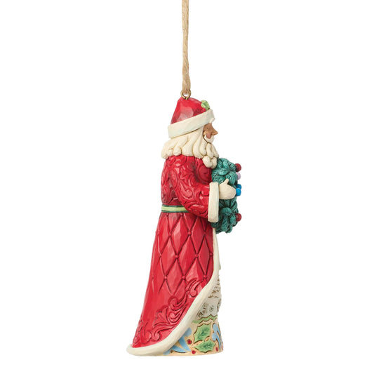 Santa with Wreath Hanging Ornament (Jim Shore - Christmas Ornaments)