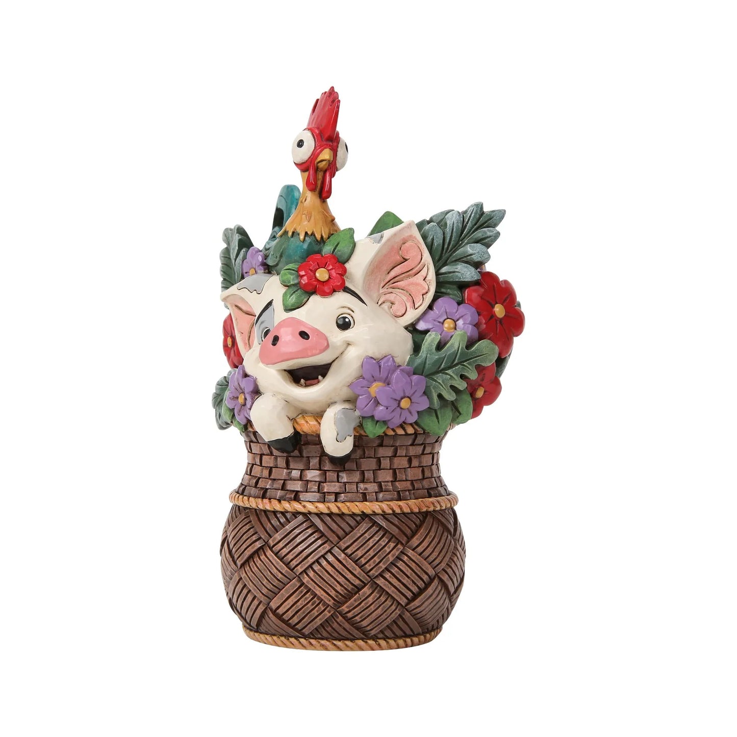 Pua And Hei Hei Flower Basket Figurine (Disney Traditions) - PRE ORDER DUE TBC