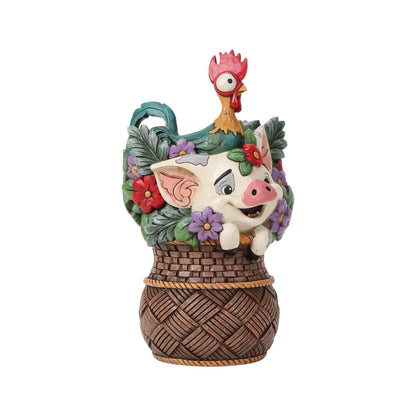 Pua And Hei Hei Flower Basket Figurine (Disney Traditions) - PRE ORDER DUE TBC