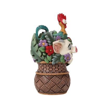 Pua And Hei Hei Flower Basket Figurine (Disney Traditions) - PRE ORDER DUE TBC