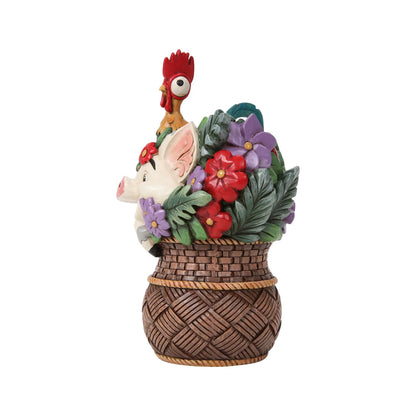 Pua And Hei Hei Flower Basket Figurine (Disney Traditions) - PRE ORDER DUE TBC