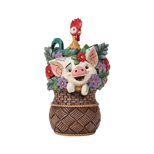 Pua And Hei Hei Flower Basket Figurine (Disney Traditions) - PRE ORDER DUE TBC