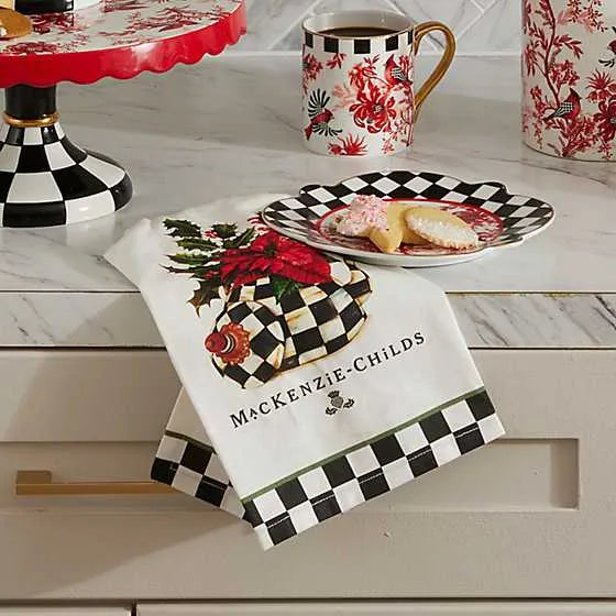Poinsettia Tea Kettle Dish Towel (Mackenzie Childs)