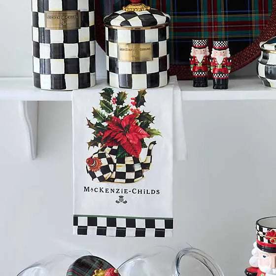 Poinsettia Tea Kettle Dish Towel (Mackenzie Childs)