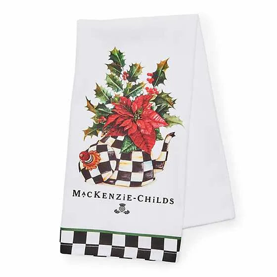Poinsettia Tea Kettle Dish Towel (Mackenzie Childs)