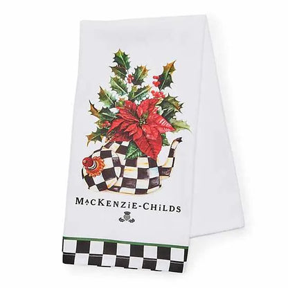 Poinsettia Tea Kettle Dish Towel (Mackenzie Childs)