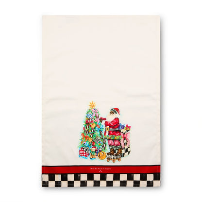 Tree Trimming Santa Printed Dish Towel (Mackenzie Childs)