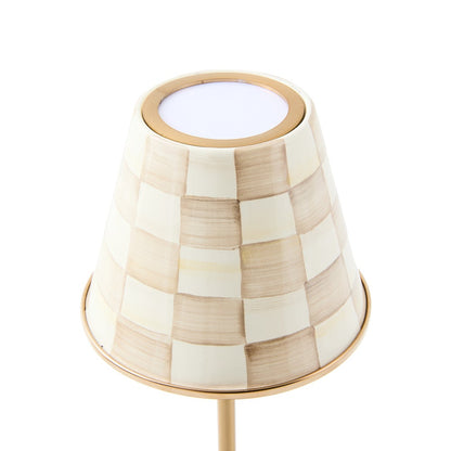 Mocha Check LED Rechargeable Cafe Table Lamp (Mackenzie Childs)