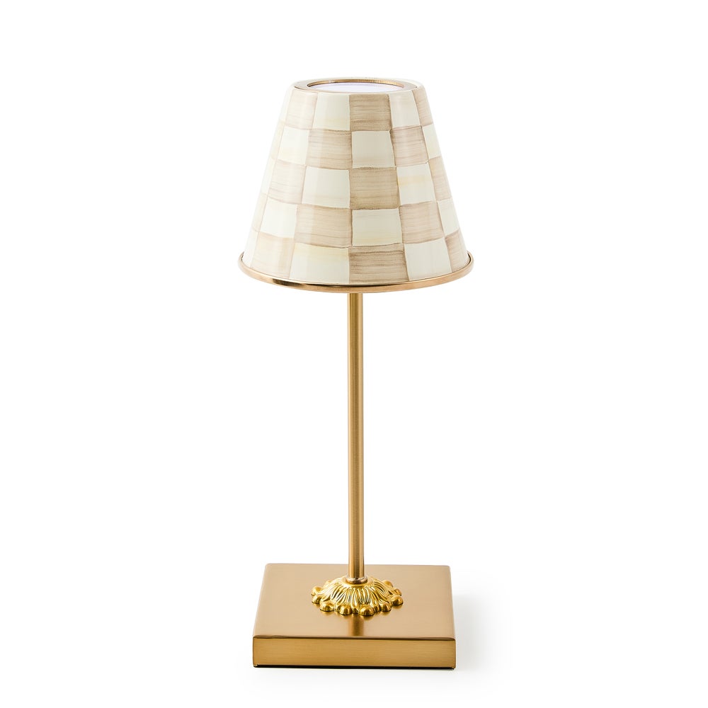 Mocha Check LED Rechargeable Cafe Table Lamp (Mackenzie Childs)
