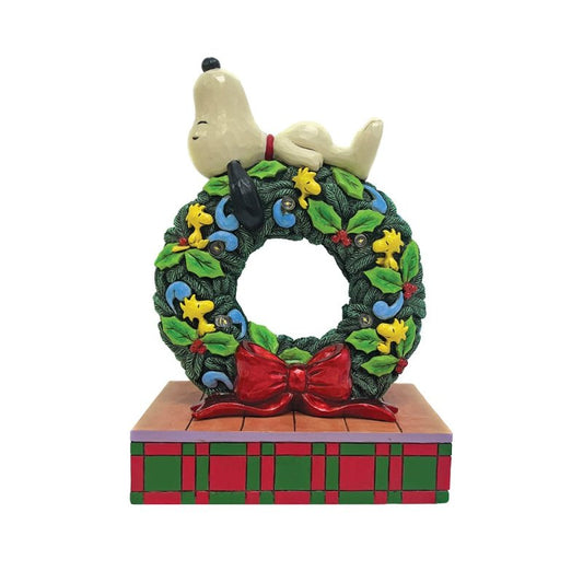 Happy Holiday Dreams (Snoopy Sleeping on LED Wreath) - Peanuts by Jim Shore