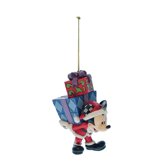 Mickey with Gifts on his Back Hanging Ornament (Disney Traditions by Jim Shore)