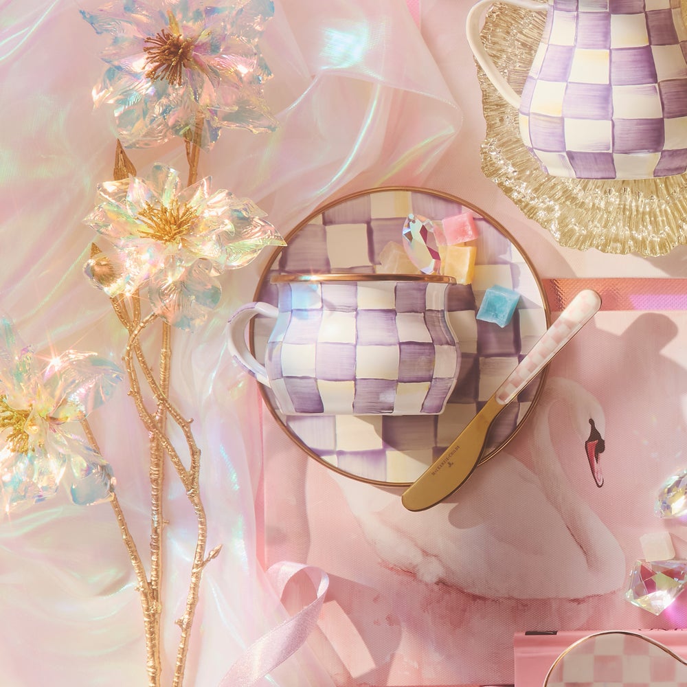 Violet Check Teacup (Mackenzie Childs)