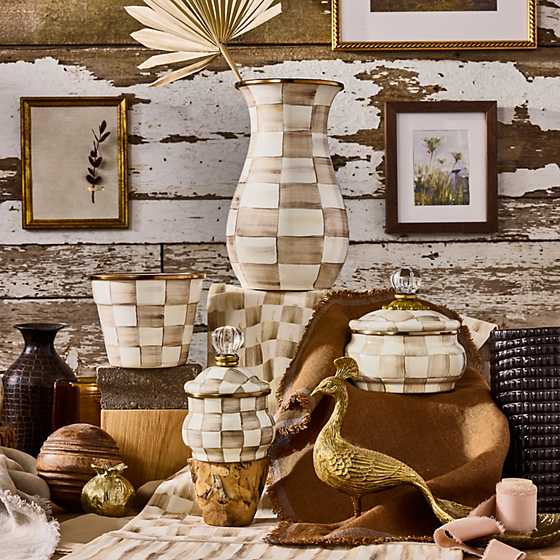 Mocha Check Lidded Sugar Bowl (Mackenzie Childs)