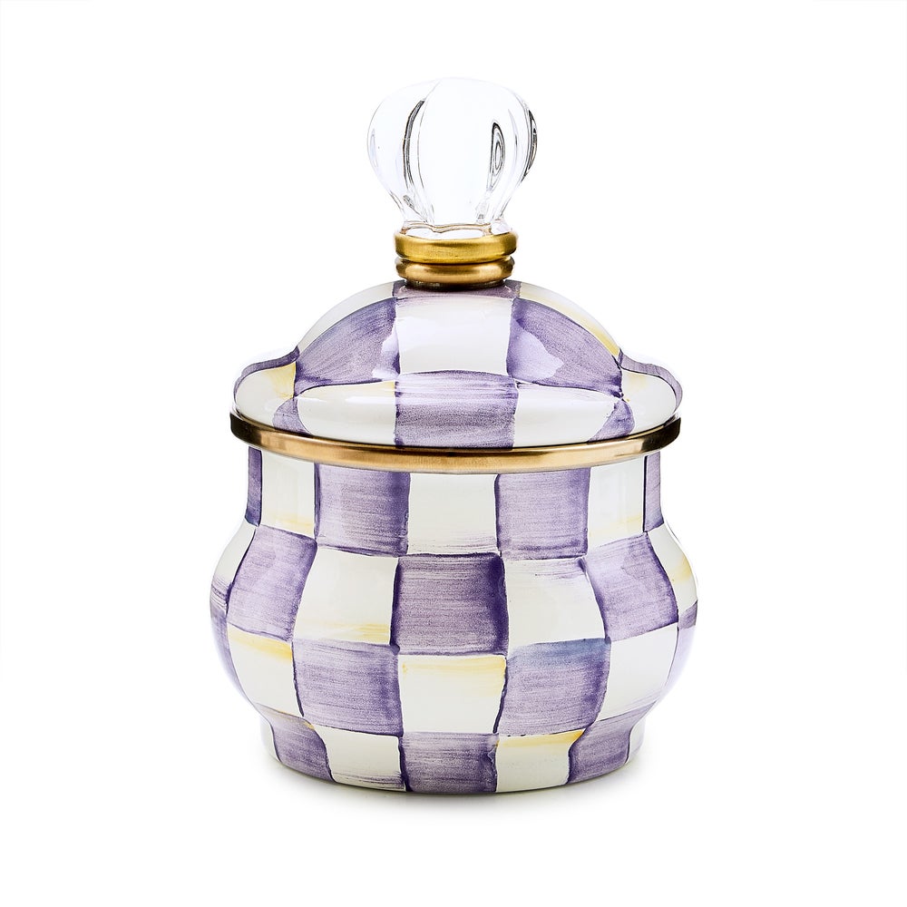 Violet Check Lidded Sugar Bowl (Mackenzie Childs)