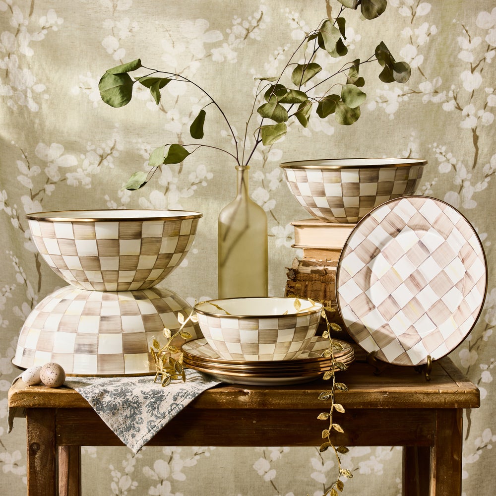 Mocha Check Salad Plate (Mackenzie Childs)