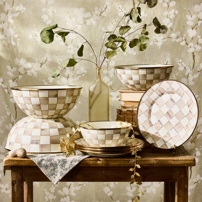 Mocha Check Salad Plate (Mackenzie Childs)