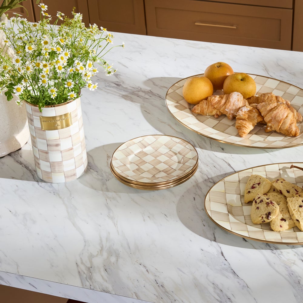 Mocha Check Salad Plate (Mackenzie Childs)