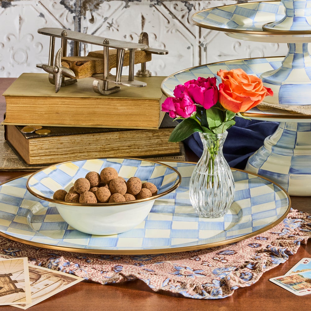 Sky Blue Check Serving Platter (Mackenzie Childs) - PRE ORDER