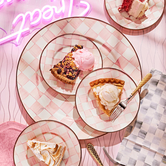 Rosy Check Enamel Serving Platter (Mackenzie Childs)