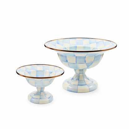 Sky Blue Check Large Compote (Mackenzie Childs) - PRE ORDER