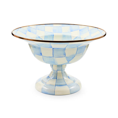 Sky Blue Check Large Compote (Mackenzie Childs) - PRE ORDER