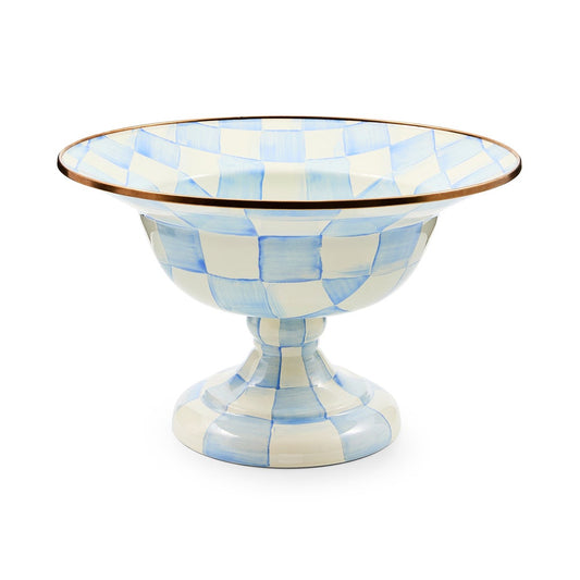 Sky Blue Check Large Compote (Mackenzie Childs) - PRE ORDER