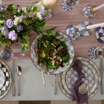 Violet Check Large Compote (Mackenzie Childs)