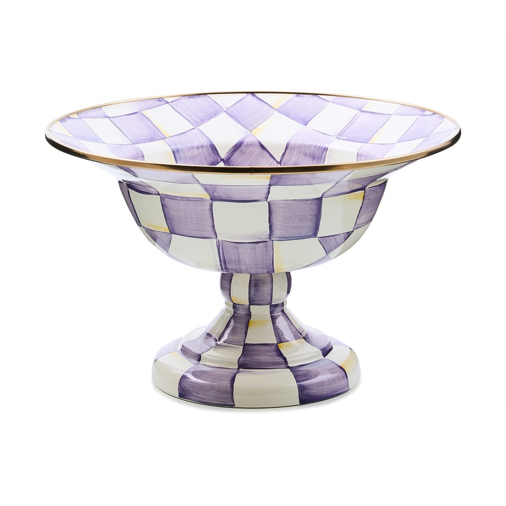 Violet Check Large Compote (Mackenzie Childs)