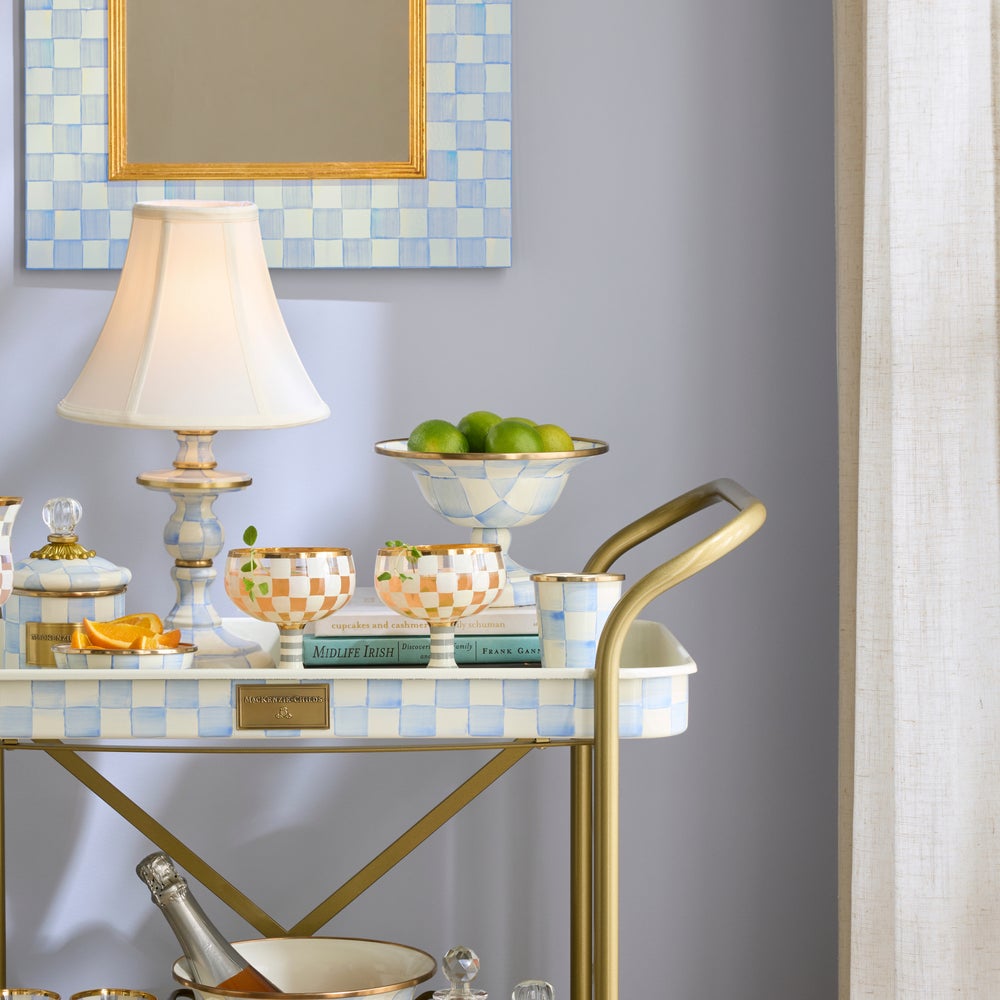 Sky Blue Check Small Compote (Mackenzie Childs) - PRE ORDER