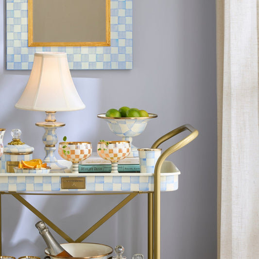 Sky Blue Check Small Compote (Mackenzie Childs) - PRE ORDER