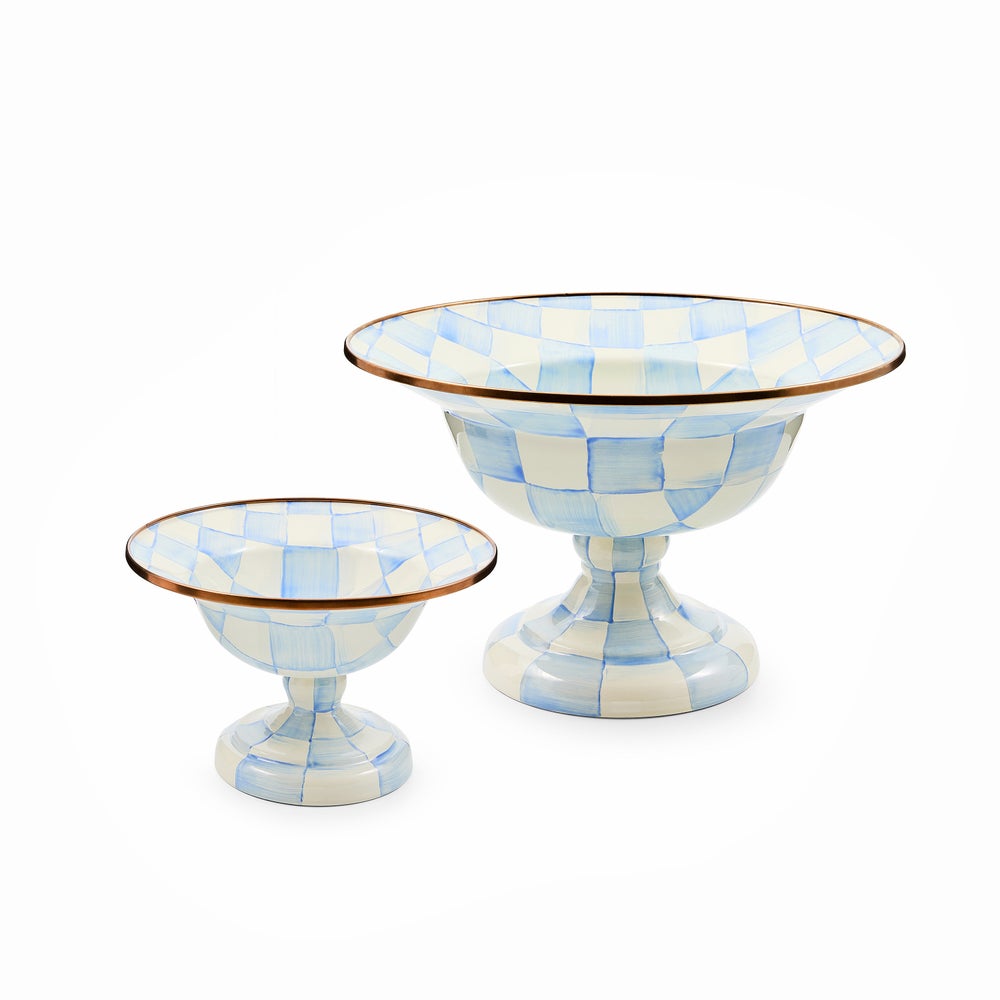 Sky Blue Check Small Compote (Mackenzie Childs) - PRE ORDER