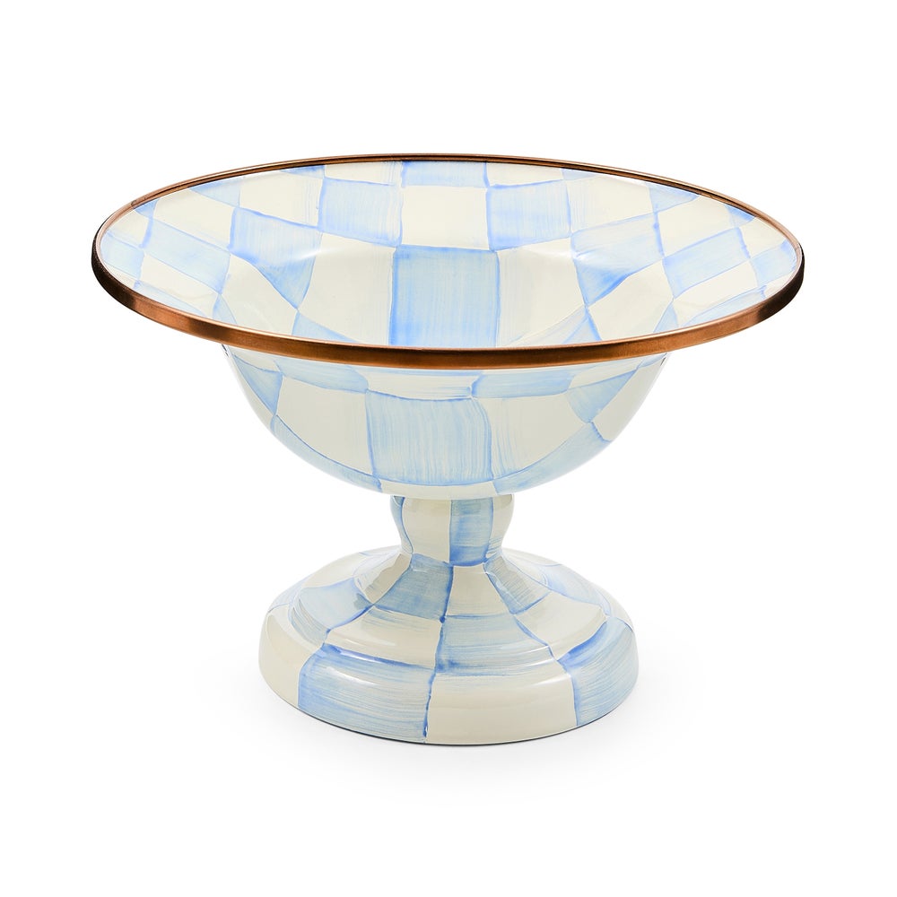 Sky Blue Check Small Compote (Mackenzie Childs) - PRE ORDER