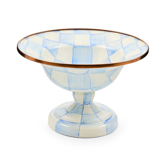 Sky Blue Check Small Compote (Mackenzie Childs) - PRE ORDER