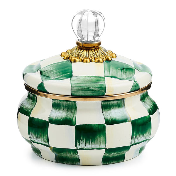 Squashed Rabbit Ptc Emerald Check Squashed Pot (Mackenzie Childs) – Gallery Gifts Online