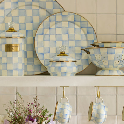 Sky Blue Check Squashed Pot (Mackenzie Childs) - PRE ORDER