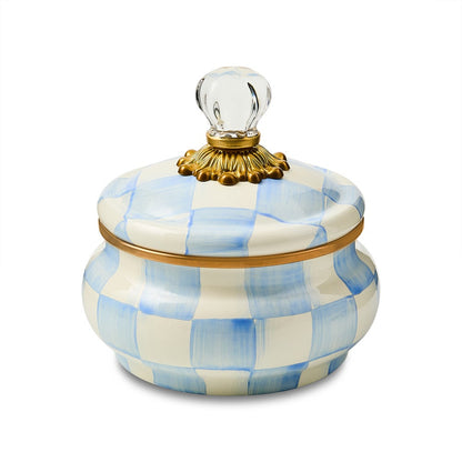 Sky Blue Check Squashed Pot (Mackenzie Childs) - PRE ORDER