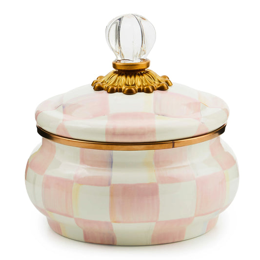 Rosy Check Enamel Squashed Pot (Mackenzie Childs)