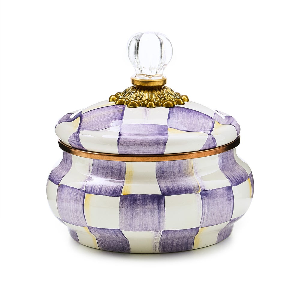 Violet Check Squashed Pot (Mackenzie Childs)