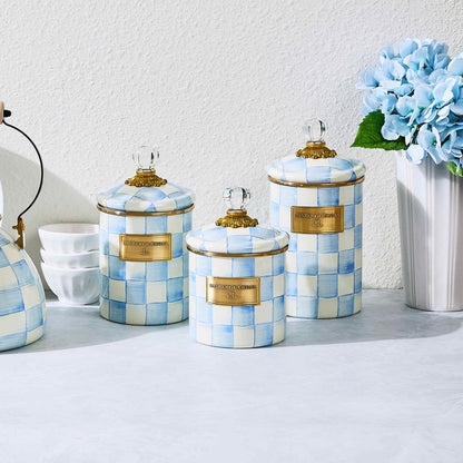 Sky Blue Check Medium Canister (Mackenzie Childs) - PRE ORDER