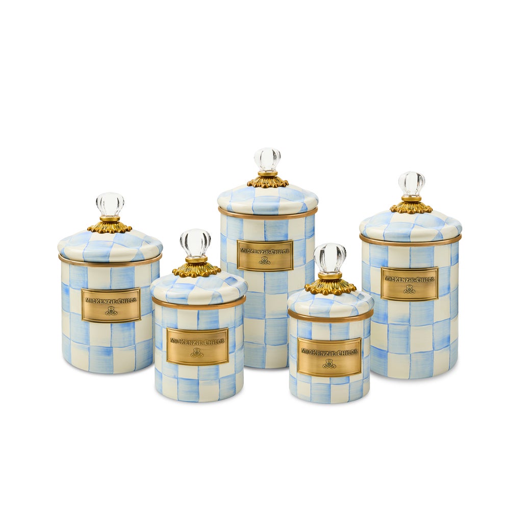 Sky Blue Check Medium Canister (Mackenzie Childs) - PRE ORDER