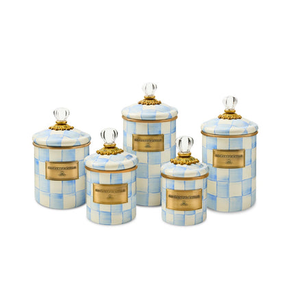 Sky Blue Check Medium Canister (Mackenzie Childs) - PRE ORDER
