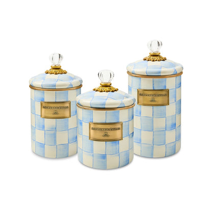 Sky Blue Check Medium Canister (Mackenzie Childs) - PRE ORDER