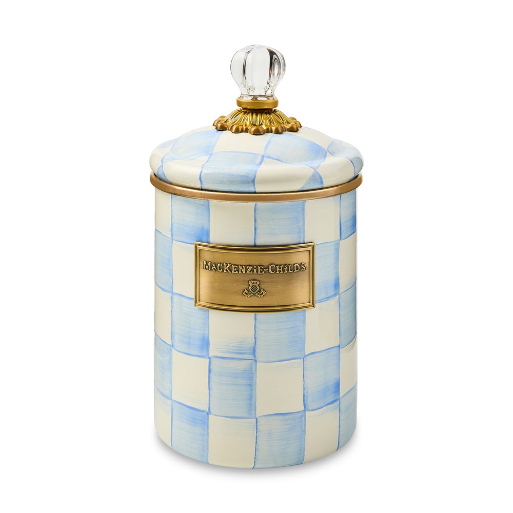 Sky Blue Check Medium Canister (Mackenzie Childs) - PRE ORDER