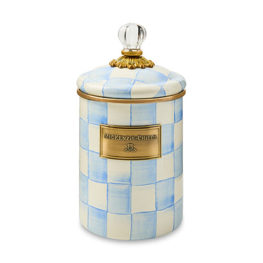 Sky Blue Check Medium Canister (Mackenzie Childs)