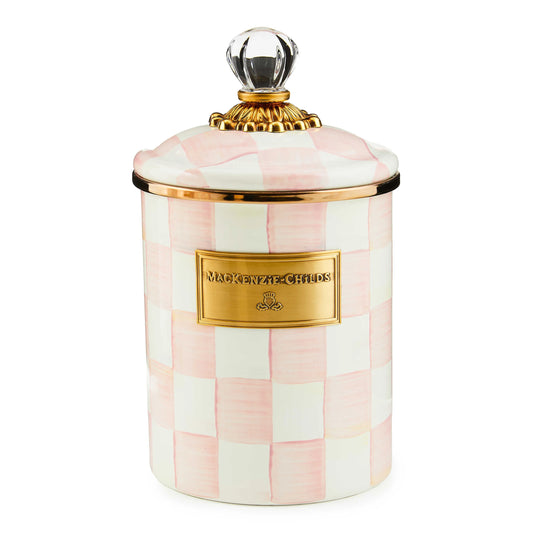 Rosy Check Enamel Canister - Medium (Mackenzie Childs)
